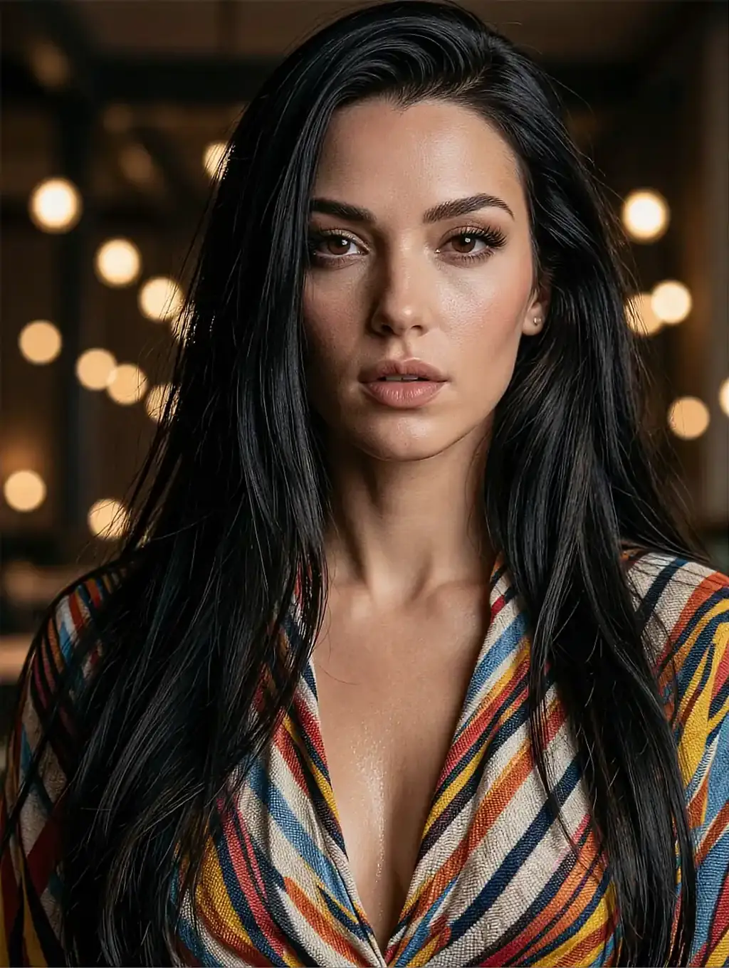 AI-generated portrait render, glamour style with high contrast